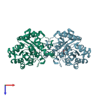 PDB entry 4h9y coloured by chain, top view.