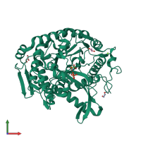 PDB entry 4ha3 coloured by chain, front view.