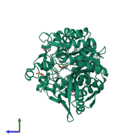 PDB entry 4ha3 coloured by chain, side view.