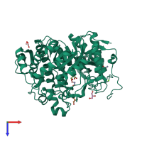 PDB entry 4ha3 coloured by chain, top view.