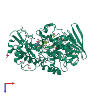 PDB entry 4ha6 coloured by chain, top view.
