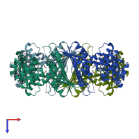 PDB entry 4had coloured by chain, top view.