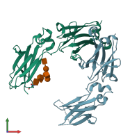 PDB entry 4haf coloured by chain, front view.