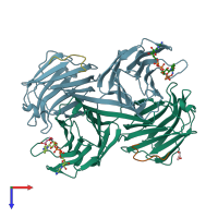 PDB entry 4han coloured by chain, top view.
