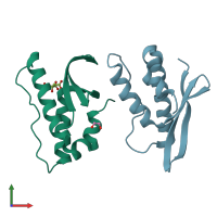 PDB entry 4has coloured by chain, front view.