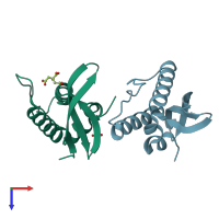 PDB entry 4has coloured by chain, top view.