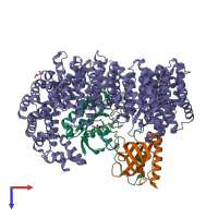 PDB entry 4hau coloured by chain, top view.