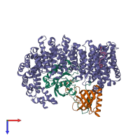 PDB entry 4hav coloured by chain, top view.