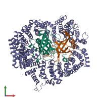 PDB entry 4hay coloured by chain, front view.
