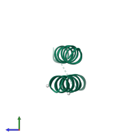 PDB entry 4hb1 coloured by chain, side view.