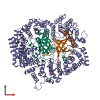 PDB entry 4hb4 coloured by chain, front view.