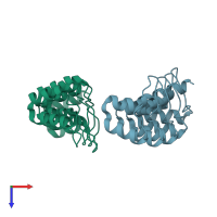 PDB entry 4hb5 coloured by chain, top view.