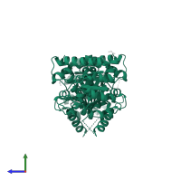 Dihydropteroate synthase in PDB entry 4hb7, assembly 1, side view.