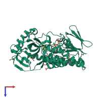 PDB entry 4hb9 coloured by chain, top view.