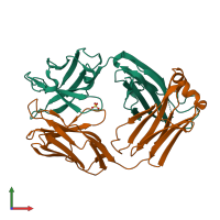 PDB entry 4hbc coloured by chain, front view.