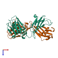 PDB entry 4hbc coloured by chain, top view.