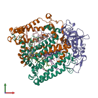 PDB entry 4hbh coloured by chain, front view.