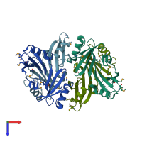 PDB entry 4hbr coloured by chain, top view.