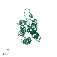 PDB entry 4hbw coloured by chain, side view.