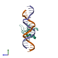 PDB entry 4hc9 coloured by chain, side view.