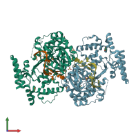 PDB entry 4hcb coloured by chain, front view.