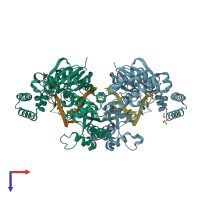 PDB entry 4hcc coloured by chain, top view.