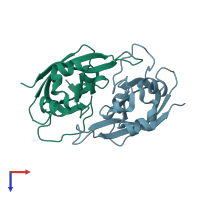 PDB entry 4hce coloured by chain, top view.