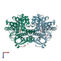 PDB entry 4hch coloured by chain, top view.