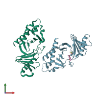 PDB entry 4hco coloured by chain, front view.