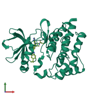 PDB entry 4hcu coloured by chain, front view.