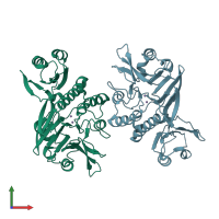 PDB entry 4hd0 coloured by chain, front view.