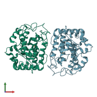 PDB entry 4hd4 coloured by chain, front view.