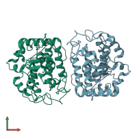 PDB entry 4hd7 coloured by chain, front view.