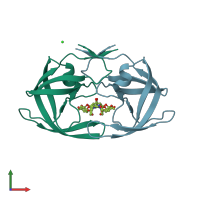 PDB entry 4hdf coloured by chain, front view.