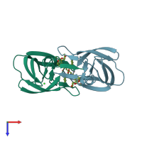 PDB entry 4hdf coloured by chain, top view.