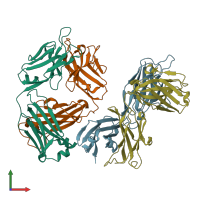 PDB entry 4hdi coloured by chain, front view.
