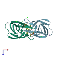 PDB entry 4hdp coloured by chain, top view.