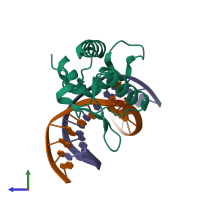 PDB entry 4hdu coloured by chain, side view.