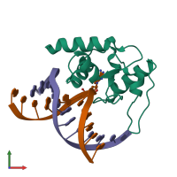PDB entry 4hdv coloured by chain, front view.
