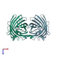 PDB entry 4he4 coloured by chain, top view.