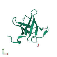 PDB entry 4he6 coloured by chain, front view.