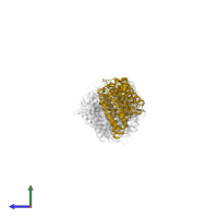 NADH-quinone oxidoreductase subunit 14 in PDB entry 4he8, assembly 1, side view.