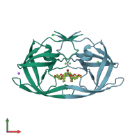 PDB entry 4he9 coloured by chain, front view.