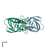 PDB entry 4he9 coloured by chain, top view.