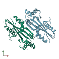 PDB entry 4heb coloured by chain, front view.