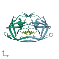 PDB entry 4heg coloured by chain, front view.