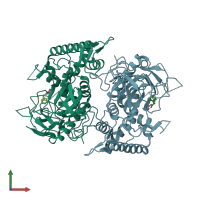 PDB entry 4hev coloured by chain, front view.