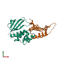 PDB entry 4hff coloured by chain, front view.