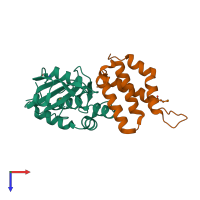 PDB entry 4hff coloured by chain, top view.