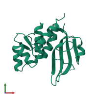 PDB entry 4hfl coloured by chain, front view.